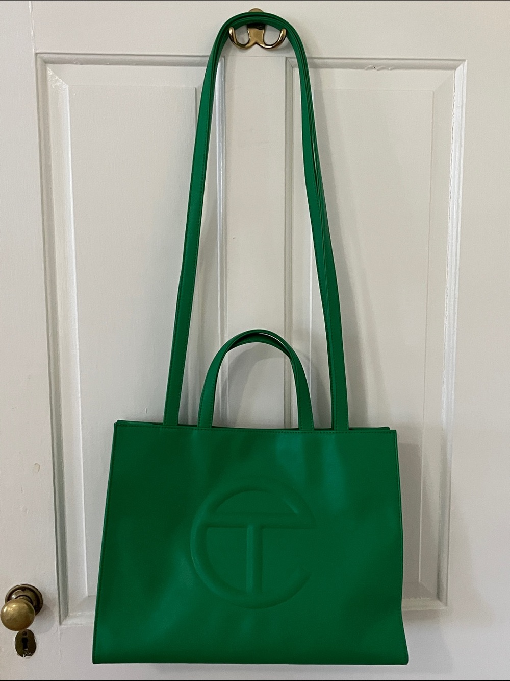 Telfar Green Embossed Logo Tote